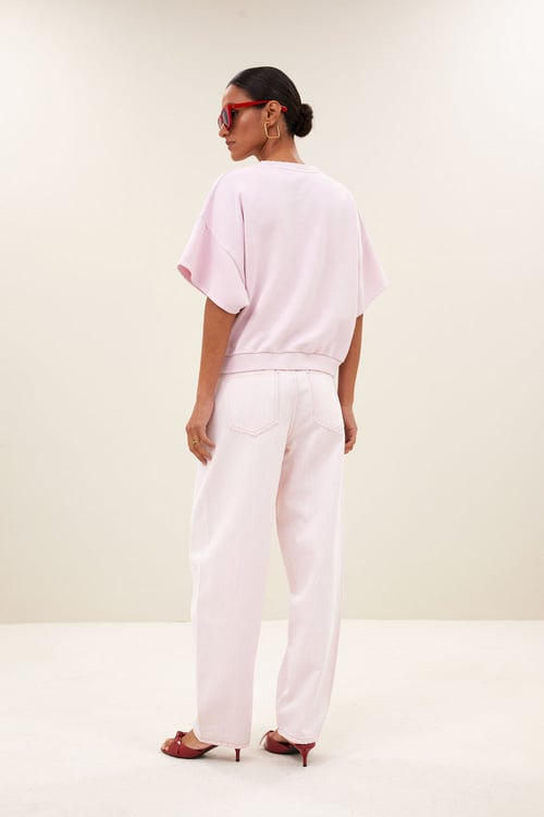 Image of 2-Pantalón Begum Slub jeans light pink