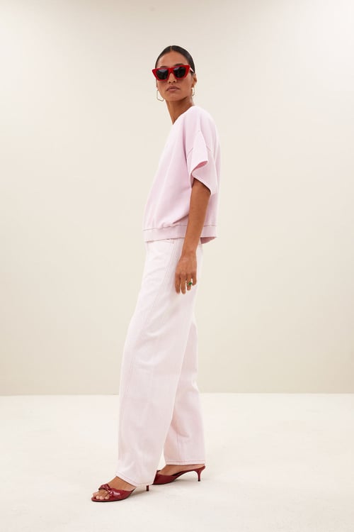 Image of 2-Pantalón Begum Slub jeans light pink