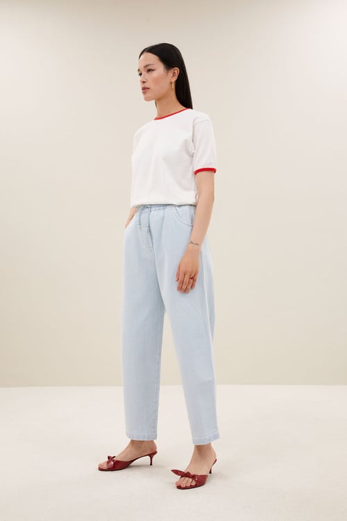 Image of 2-Pantalón sol bleached denim pants bleached denim