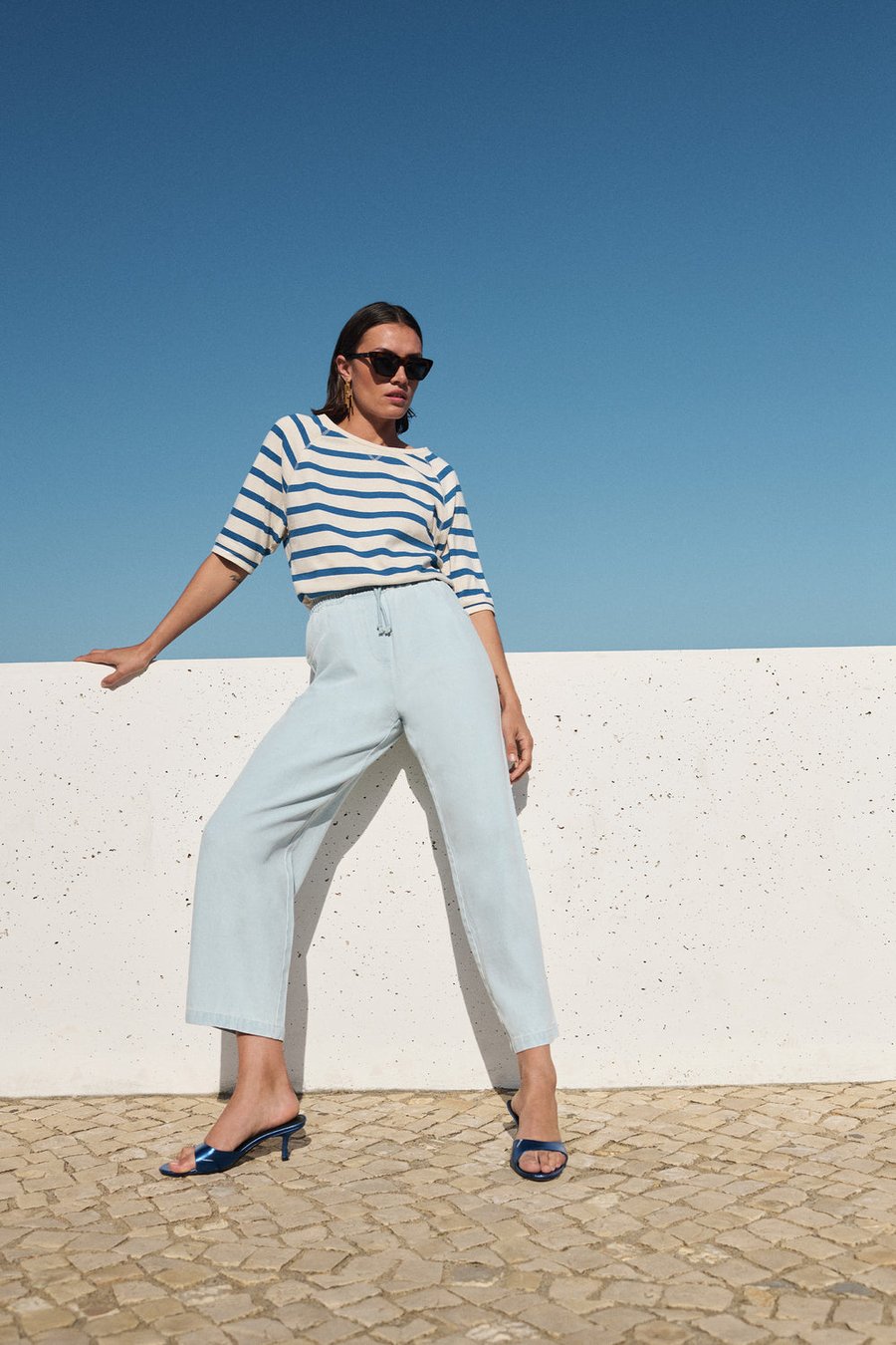 Image of 2-Pantalón sol bleached denim pants bleached denim