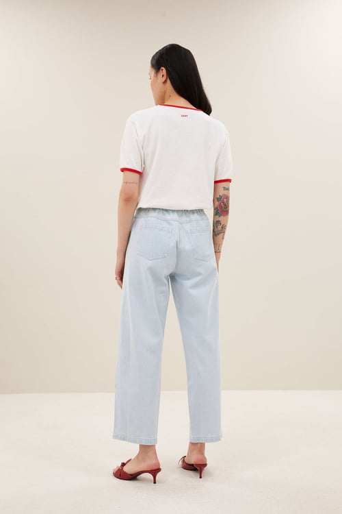 Image of 2-Pantalón sol bleached denim pants bleached denim