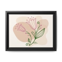 Image 1 of Framed Floral Canvas Art – Pink Minimalist Tulip Wall Decor