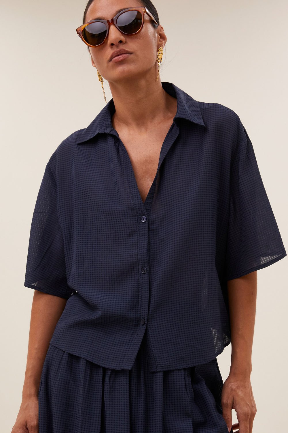Image of 1-Blusa kick blouse navy blue