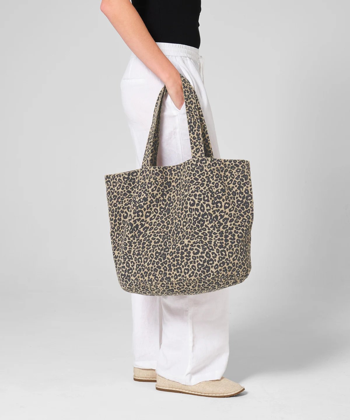 Image of Vintage Leopard Print -  Canvas Shopper Bag