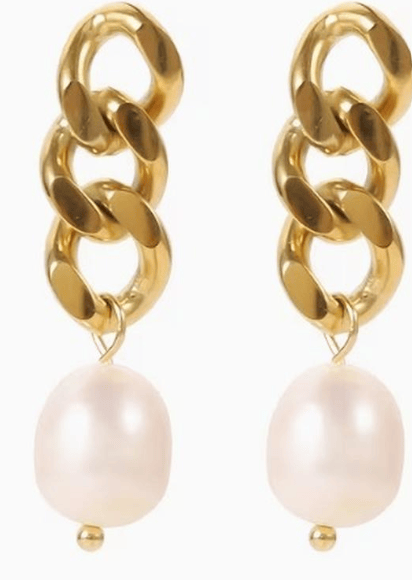 Image of Stainless Steel paperclip peal drop earrings