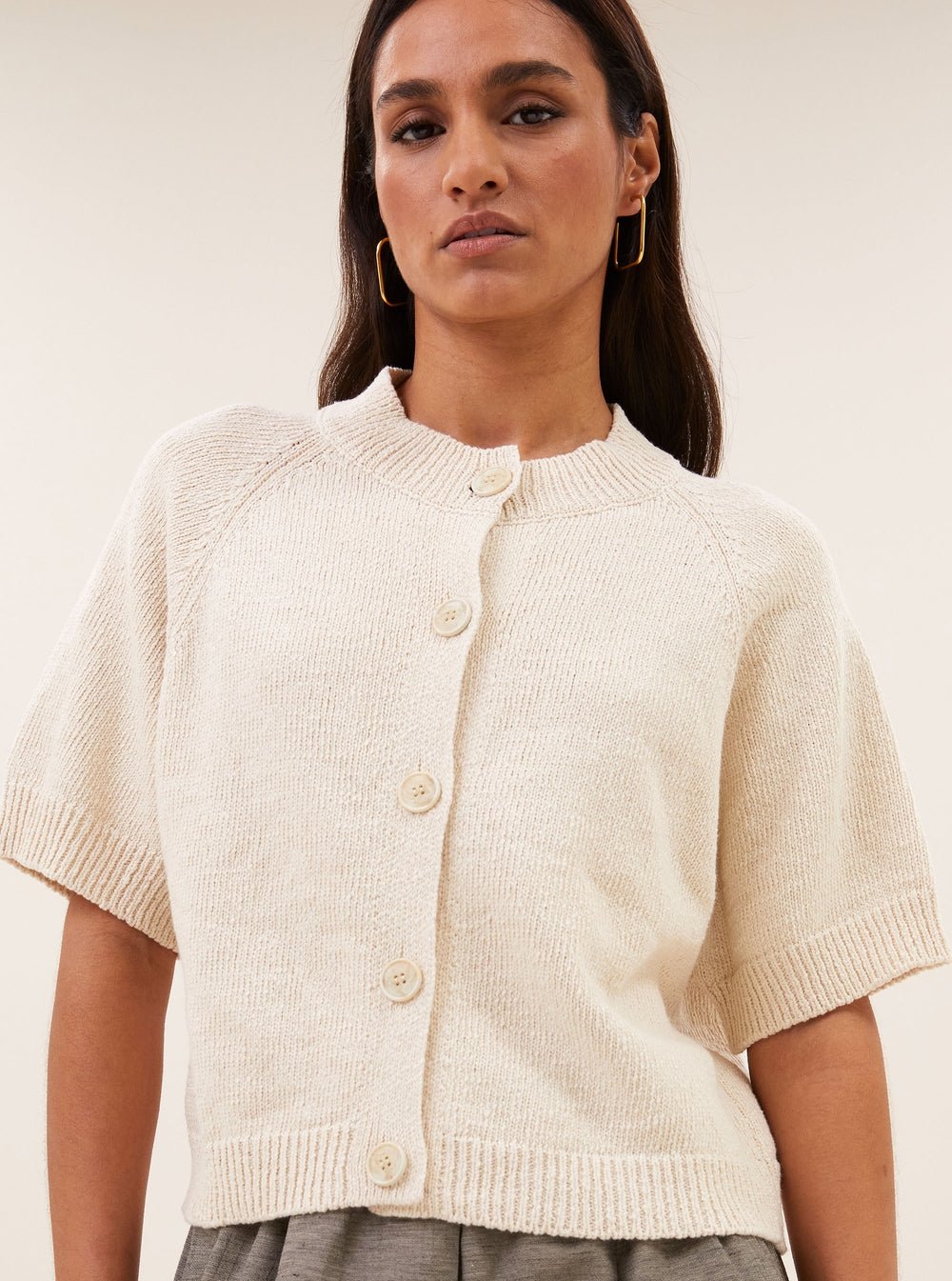 Image of 1-Chaqueta Selma cardigan almond