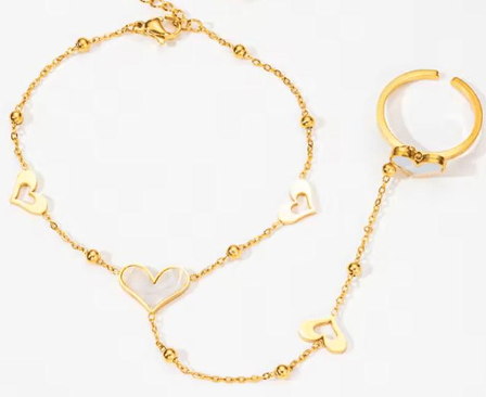 Image of Stainless steel heart hand chain