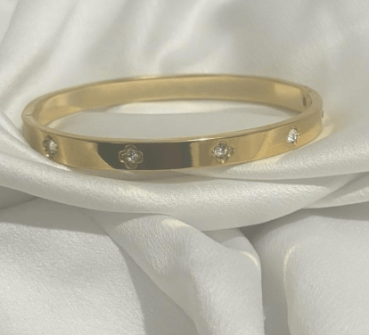 Image of Stainless steel clover bangle