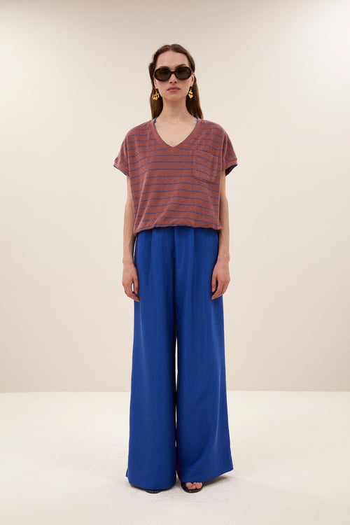 Image of 1-Top Tyler Slub stripe top withered rose stripe