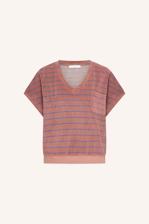 Image of 1-Top Tyler Slub stripe top withered rose stripe