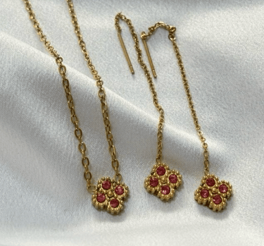 Image of Stainless steel burgundy clover thread