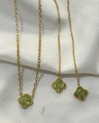 Image of Stainless steel clover thread earrings