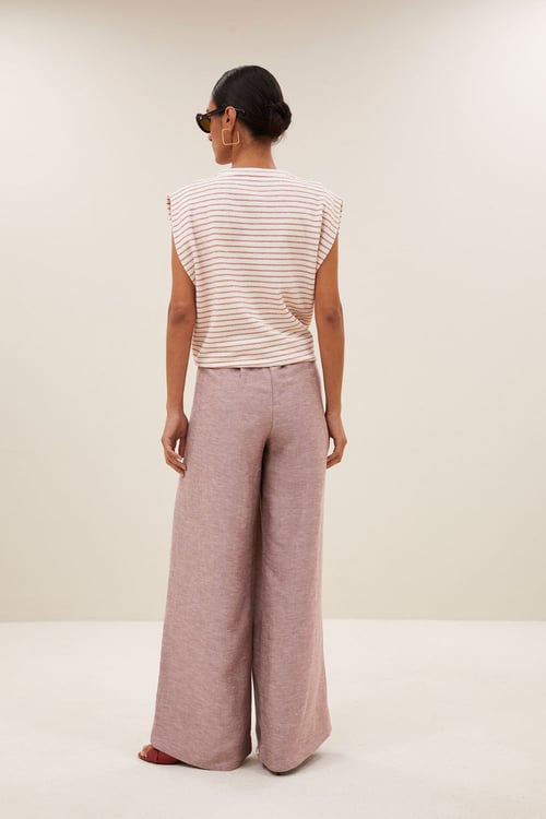 Image of 1-Jersey Diede rayas rosa palo heavy jersey stripe top sunset rose