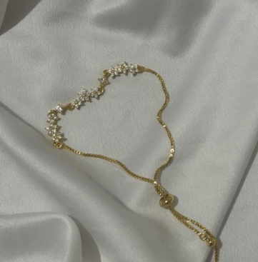 Image of Stainless steel flower row bracelet