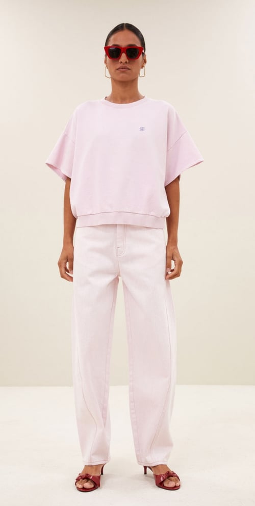 Image of 2-Pantalón Begum Slub jeans light pink
