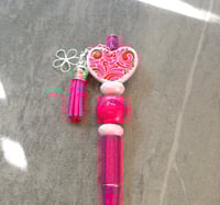 Image 2 of Handmade Valentine's Day Beaded Pens, Handmade, charms, beads, journaling, writing, heart, love