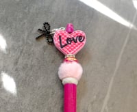 Image 3 of Handmade Valentine's Day Beaded Pens, Handmade, charms, beads, journaling, writing, heart, love