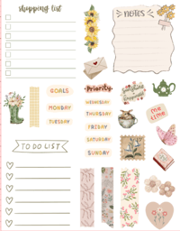 Handmade Cottagecore Themed Planner Stickers, journal, calendar, organize, week, washi, to do