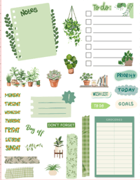 Handmade Plant Themed Planner Stickers, journal, calendar, organize, cactus, notes, week, washi