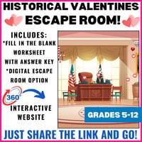 Image 1 of United States Valentines Day Presidents Day Escape Room Lesson Activity