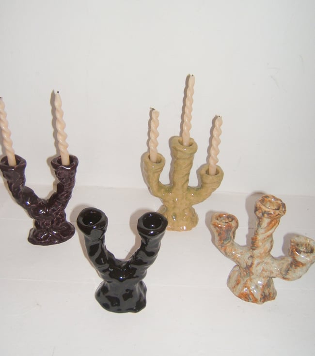 Green Glass Candelabra