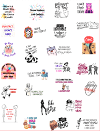 Handmade Colorful and Funny Stickers, sarcastic, journal, scrapbook, planner, phone, laptop