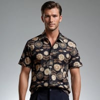 Image 1 of Camisa manga corta abuelillos negra