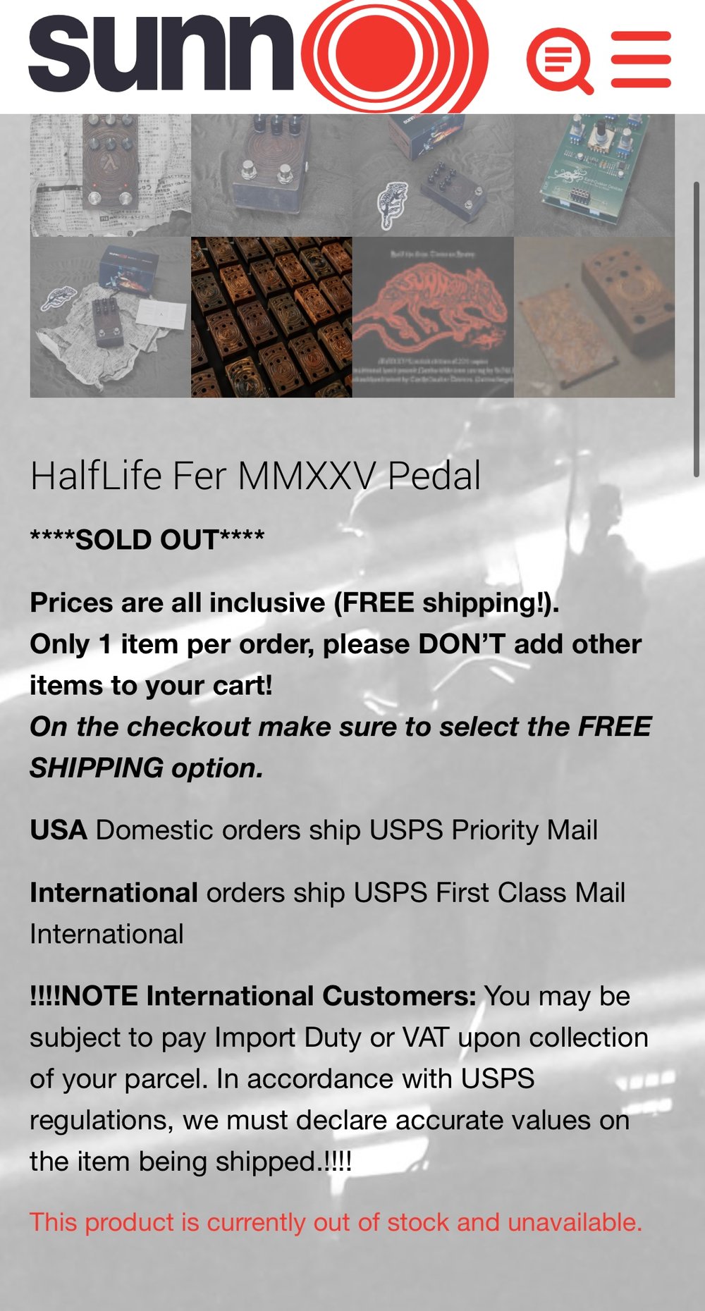 SUNN O))) HalfLife Fer MMXXV LIMITED EDITION OCTAVE FUZZ #100 of 200 OOP