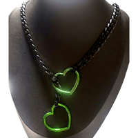 Image 1 of Hearts in Chains 2 greens thicker slip chain
