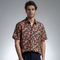 Image 1 of Camisa manga corta rosas mil negra