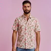 Image 1 of Camisa manga corta rosas mil blanca