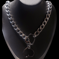 Image 2 of Mega Heart gunmetal & silver slip chain