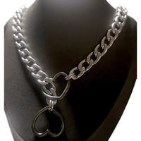 Image 1 of Mega Heart gunmetal & silver slip chain