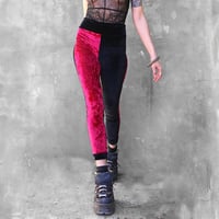 Image 1 of BIKOLOR LEGGINGS | BORDEAUX CORDUROY + BLACK VELVET VERSION