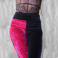 Image 2 of BIKOLOR LEGGINGS | BORDEAUX CORDUROY + BLACK VELVET VERSION