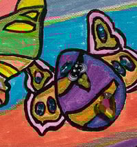 Image 3 of Wonder Rabbit mixed media painting.