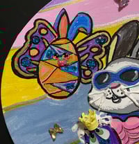 Image 4 of Wonder Rabbit mixed media painting.
