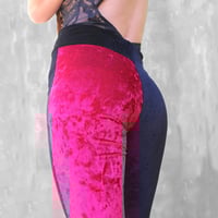 Image 9 of BIKOLOR LEGGINGS | BORDEAUX CORDUROY + BLACK VELVET VERSION