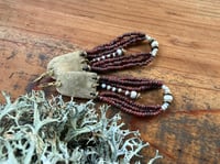 Image 8 of Peaces of Luanda in brownish red . Beaded brass earrings n2