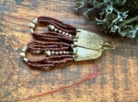 Image 9 of Peaces of Luanda in brownish red . Beaded brass earrings n2