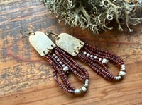 Image 1 of Peaces of Luanda in brownish red . Beaded brass earrings n2