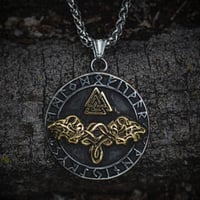 Image 4 of 👑The Armored Kingdom Odin's Wolves Runic Necklace-Norse Mythology-Strength Symbol-Premium Finish