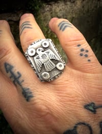 Image 4 of WL&A Handmade Heavy Layered Sterling Silver Medicine Thunderbird Signet 