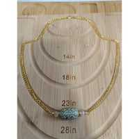 Image 3 of Mint Green Gold Beaded Necklace – 23 Inch Focal Oval Bead with Crystal Accents
