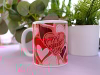 Handmade Happy Valentine's Day Mug, coffee, tea, heart, red, pink, gift, love