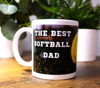 Image 1 of Handmade The Best Softball Dad Mug, coffee, drinking, player, tea, hot, cold, ball
