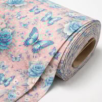 Image 2 of BLUE BUTTERFLY FABRIC BY THE YARD 