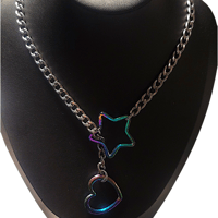 Rainbow heart & star slip chain
