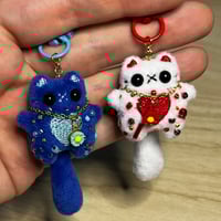 Image 5 of Mini Micro Heart Keychain Cats with Wiggly Tails