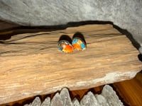 Orange, copper & turquoise pear shaped 